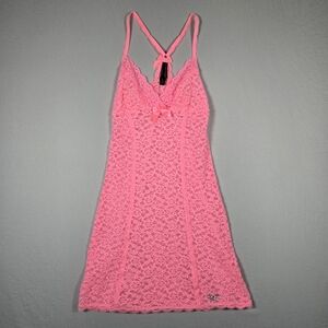 Victoria's Secret Pink Floral Lace Chemise Nightie Mini Dress - Size Small